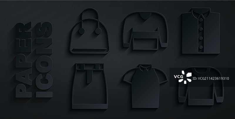 POLO衫、衬衫、裙子、毛衣和手提包素材图片素材