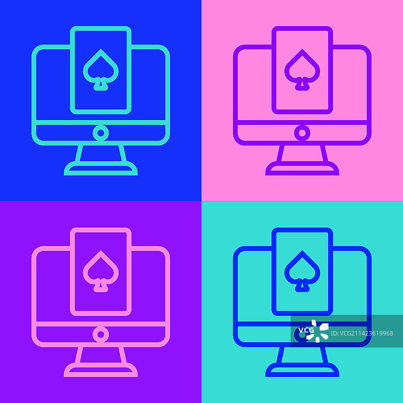 波普艺术风格在线扑克游戏桌图标图片素材