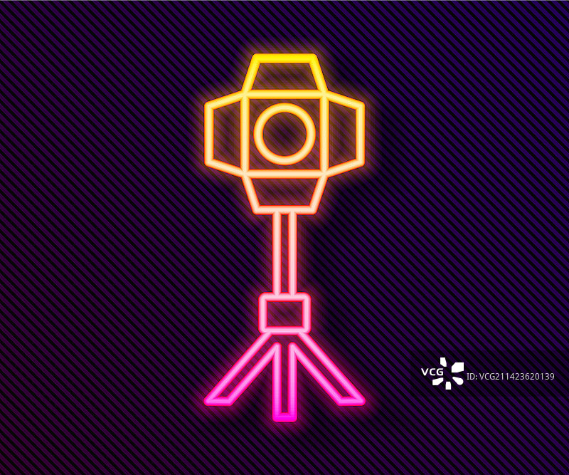 发光霓虹灯柔光箱中的演播室灯泡图片素材