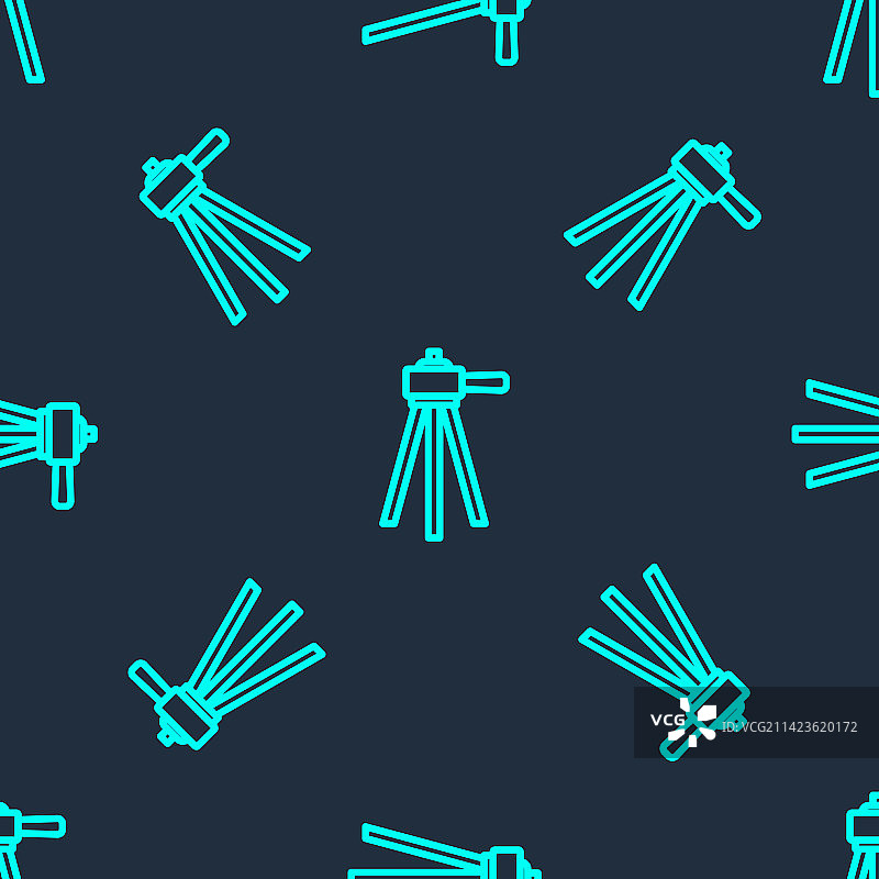 绿色线条三脚架图标无缝图案图片素材