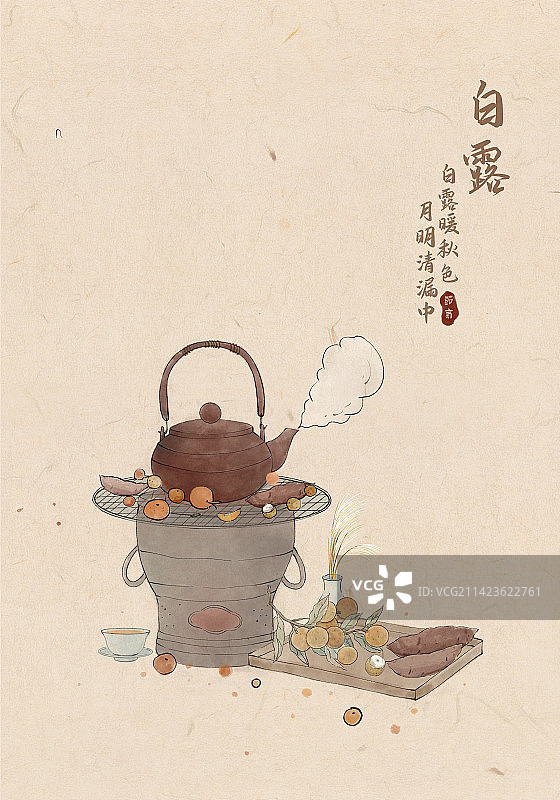 二十四节气白露国风手绘海报图片素材