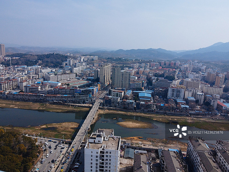 大悟县 滨河公园 汉大市场 春华百货 兴华路 购物中心 航拍图片素材