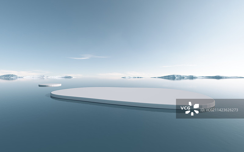 三维渲染水面白色平台图片素材