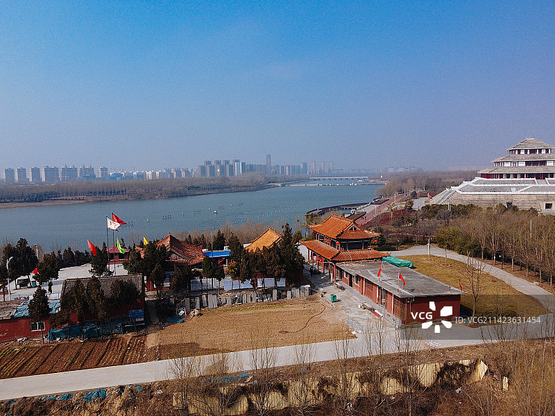 鹤壁 鹿台阁 淇滨区 龙王庙 淇水大道 航拍图片素材