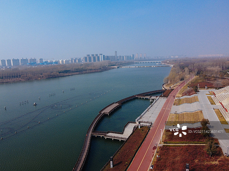 鹤壁 鹿台阁 淇滨区 龙王庙 淇水大道 航拍图片素材