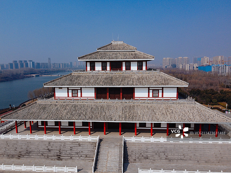鹤壁 鹿台阁 淇滨区 龙王庙 淇水大道 航拍图片素材