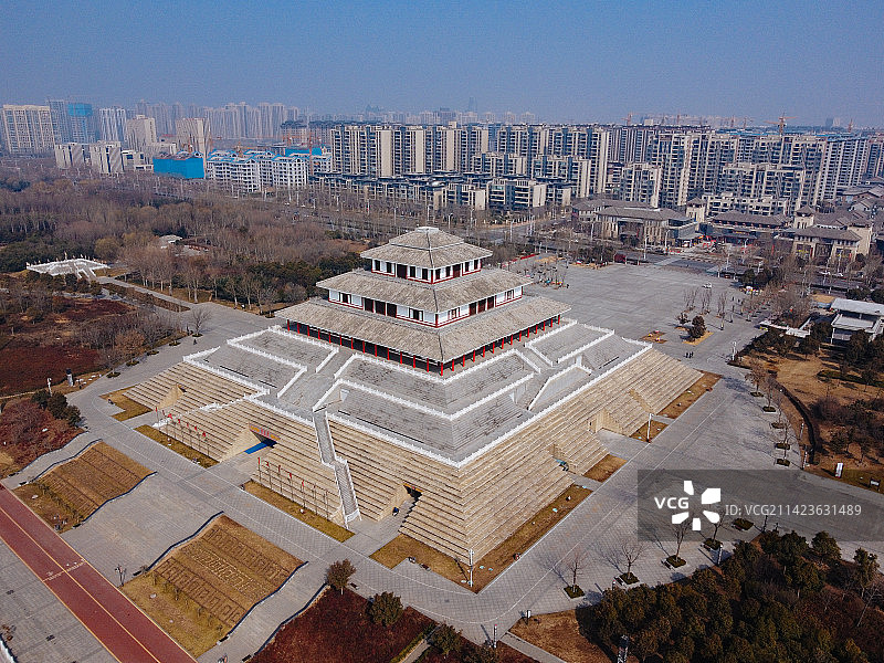 鹤壁 鹿台阁 淇滨区 龙王庙 淇水大道 航拍图片素材