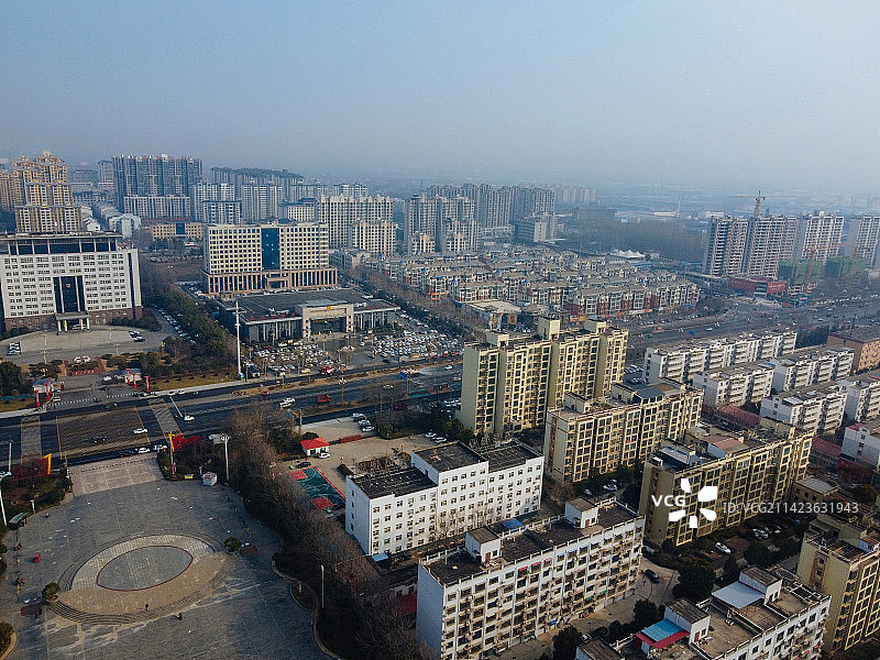 临颍县 颖川大道 梅苑公园 地标 航拍图片素材