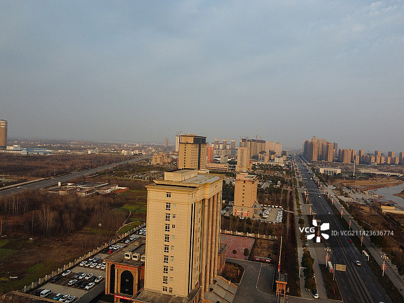 确山县 未来大道 水韵太极湾 中原大道 确山体育馆 航拍图片素材