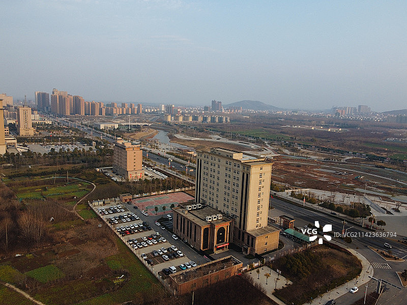 确山县 未来大道 水韵太极湾 中原大道 确山体育馆 航拍图片素材