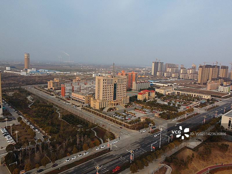 确山县 未来大道 水韵太极湾 中原大道 确山体育馆 航拍图片素材