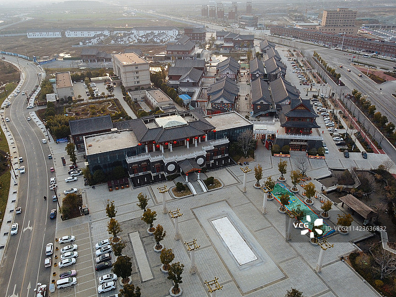 确山县 未来大道 水韵太极湾 中原大道 确山体育馆 航拍图片素材