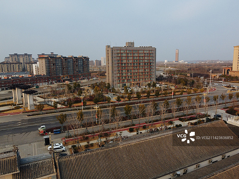 确山县 未来大道 水韵太极湾 中原大道 确山体育馆 航拍图片素材