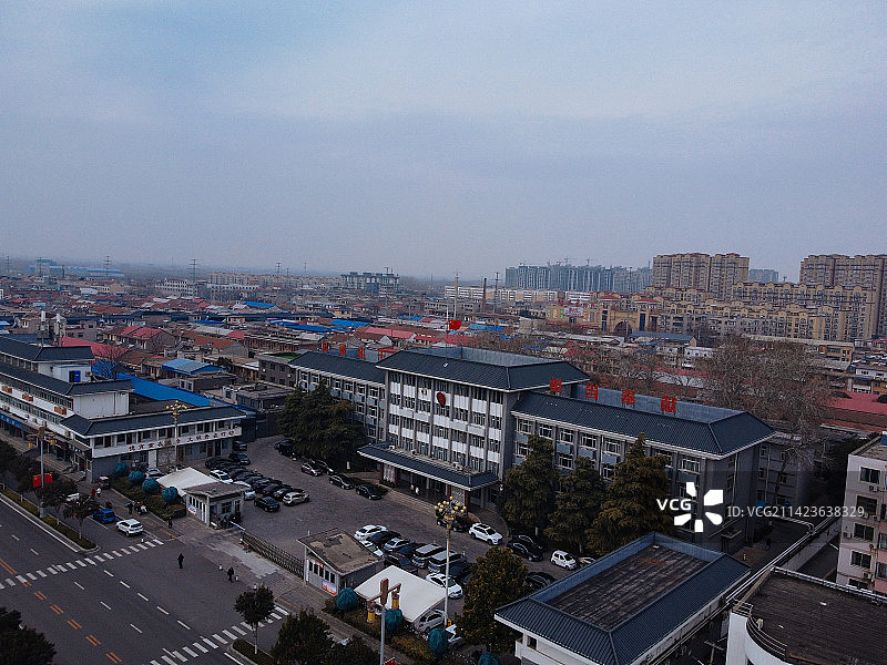 汤阴县 时代广场 人民大道 文化馆 地标 航拍图片素材