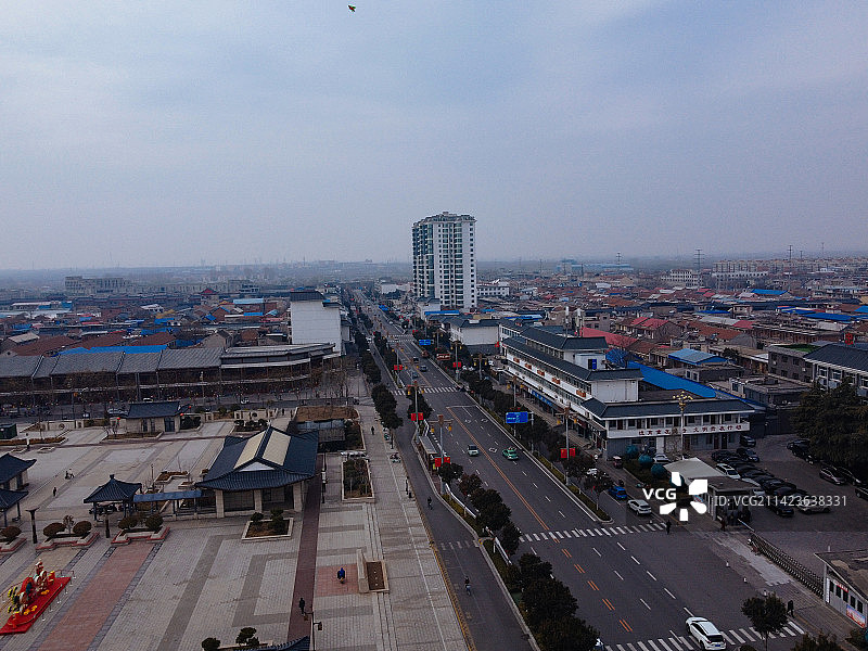 汤阴县 时代广场 人民大道 文化馆 地标 航拍图片素材