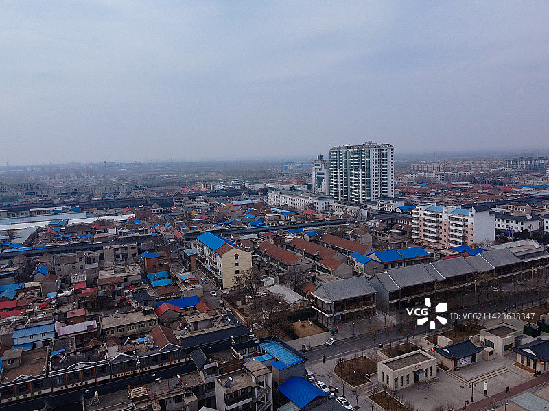 汤阴县 时代广场 人民大道 文化馆 地标 航拍图片素材