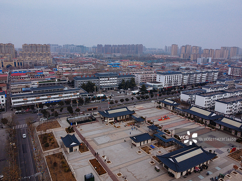 汤阴县 时代广场 人民大道 文化馆 地标 航拍图片素材