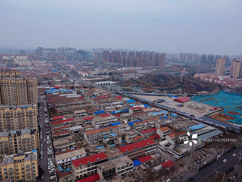 汤阴县 时代广场 人民大道 文化馆 地标 航拍图片素材