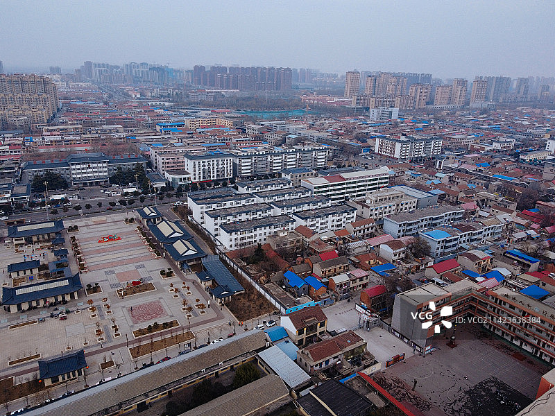 汤阴县 时代广场 人民大道 文化馆 地标 航拍图片素材
