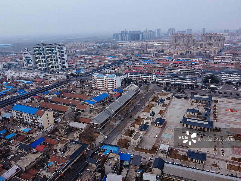 汤阴县 时代广场 人民大道 文化馆 地标 航拍图片素材