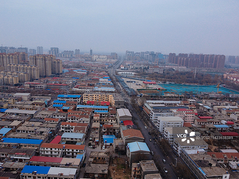 汤阴县 时代广场 人民大道 文化馆 地标 航拍图片素材