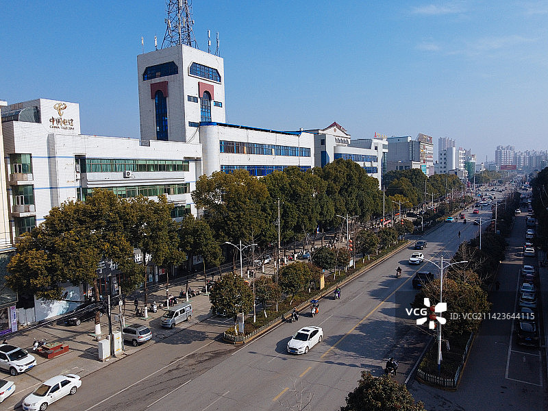 孝昌县 文慧路 花园广场 古城大道 航拍 孝武购物中心图片素材