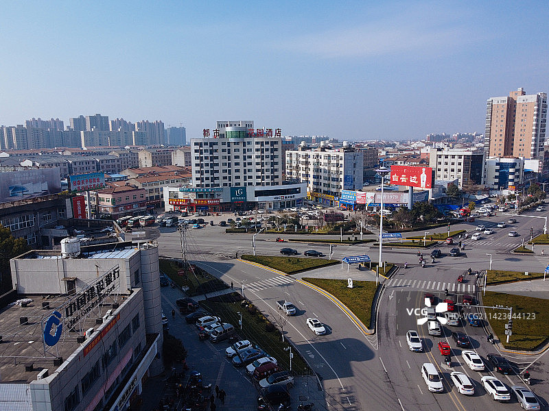 孝昌县 文慧路 花园广场 古城大道 航拍 孝武购物中心图片素材