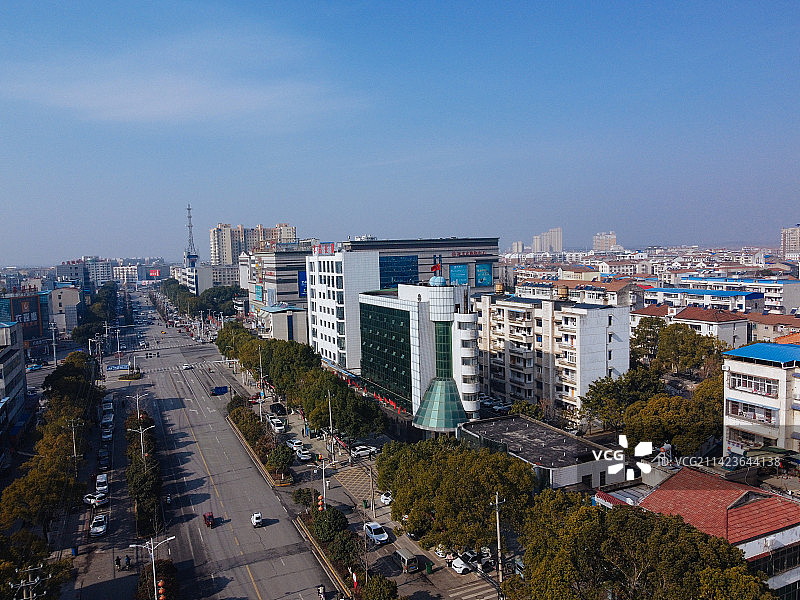 孝昌县 文慧路 花园广场 古城大道 航拍 孝武购物中心图片素材