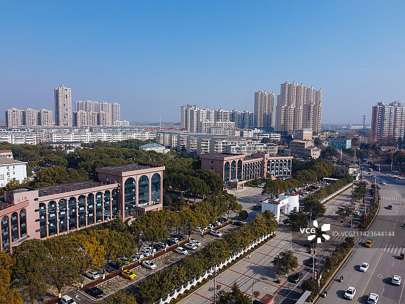 孝昌县 文慧路 花园广场 古城大道 航拍 孝武购物中心图片素材