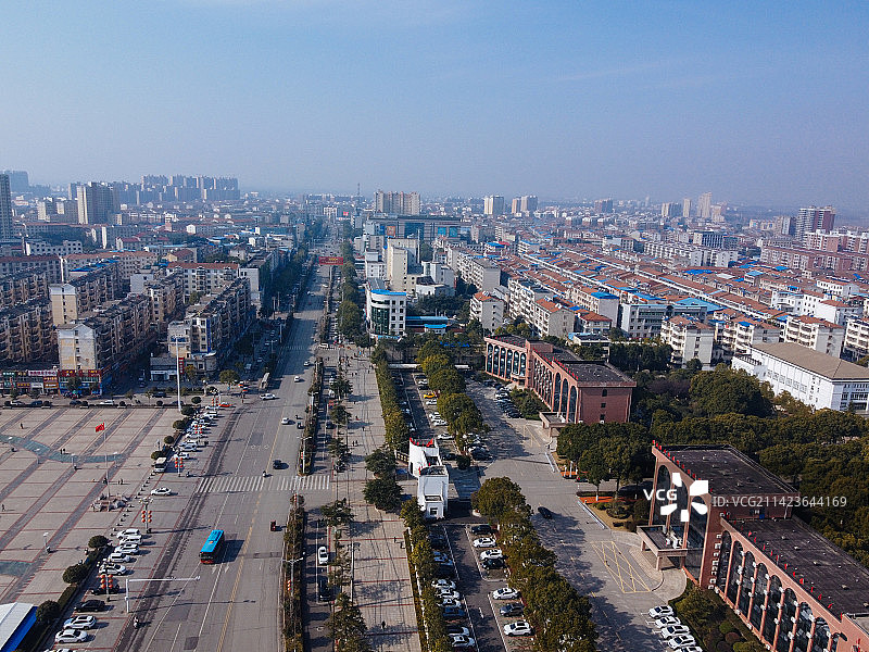 孝昌县 文慧路 花园广场 古城大道 航拍 孝武购物中心图片素材