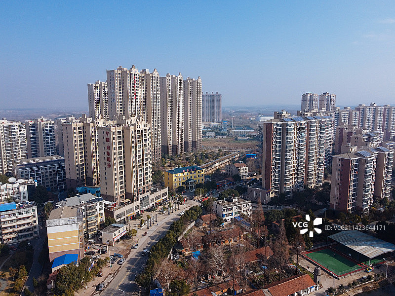 孝昌县 文慧路 花园广场 古城大道 航拍 孝武购物中心图片素材