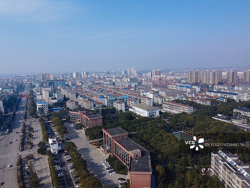 孝昌县 文慧路 花园广场 古城大道 航拍 孝武购物中心图片素材