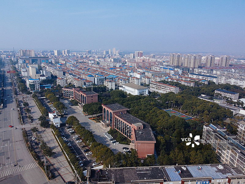 孝昌县 文慧路 花园广场 古城大道 航拍 孝武购物中心图片素材