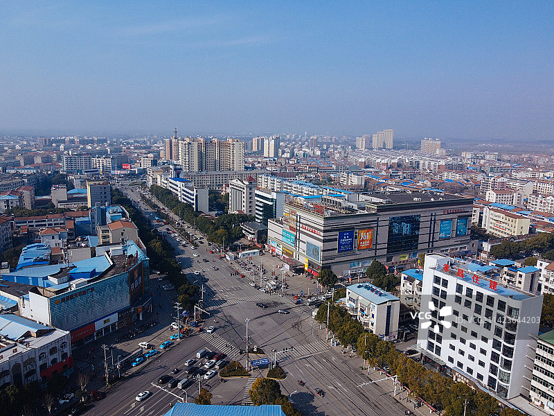 孝昌县 文慧路 花园广场 古城大道 航拍 孝武购物中心图片素材