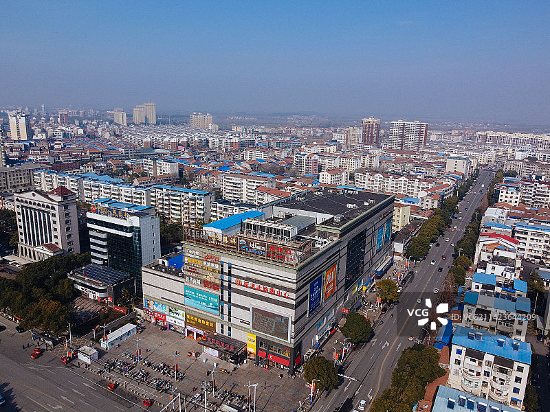 孝昌县 文慧路 花园广场 古城大道 航拍 孝武购物中心图片素材