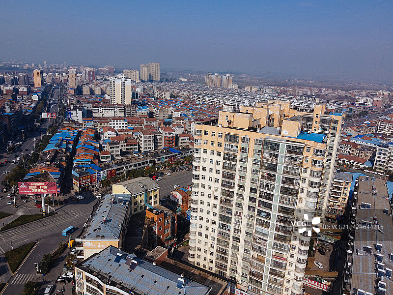 孝昌县 文慧路 花园广场 古城大道 航拍 孝武购物中心图片素材