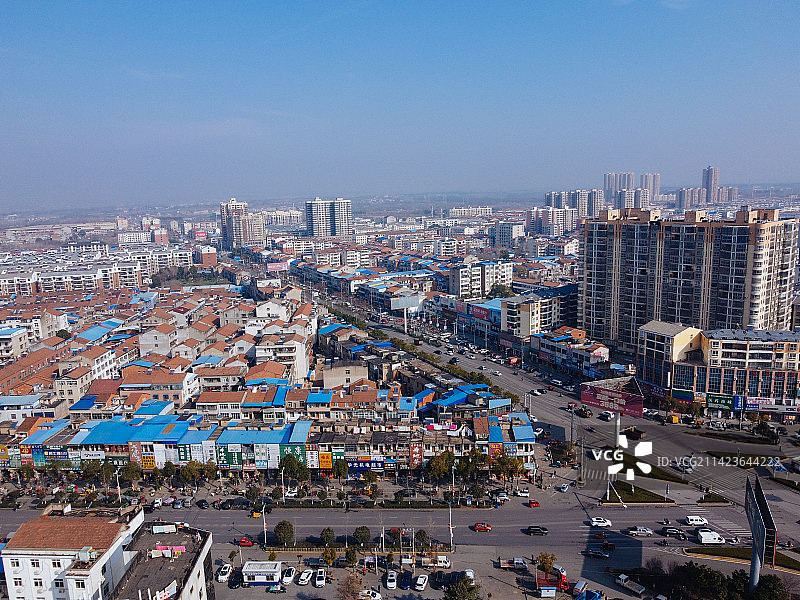 孝昌县 文慧路 花园广场 古城大道 航拍 孝武购物中心图片素材