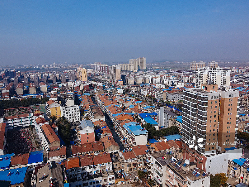 孝昌县 文慧路 花园广场 古城大道 航拍 孝武购物中心图片素材