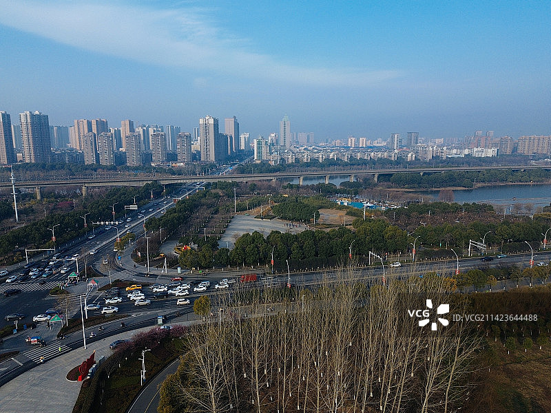 孝感 文化中心 复兴大道 槐荫公园 吾悦广场 乾坤大道 孝南区图片素材