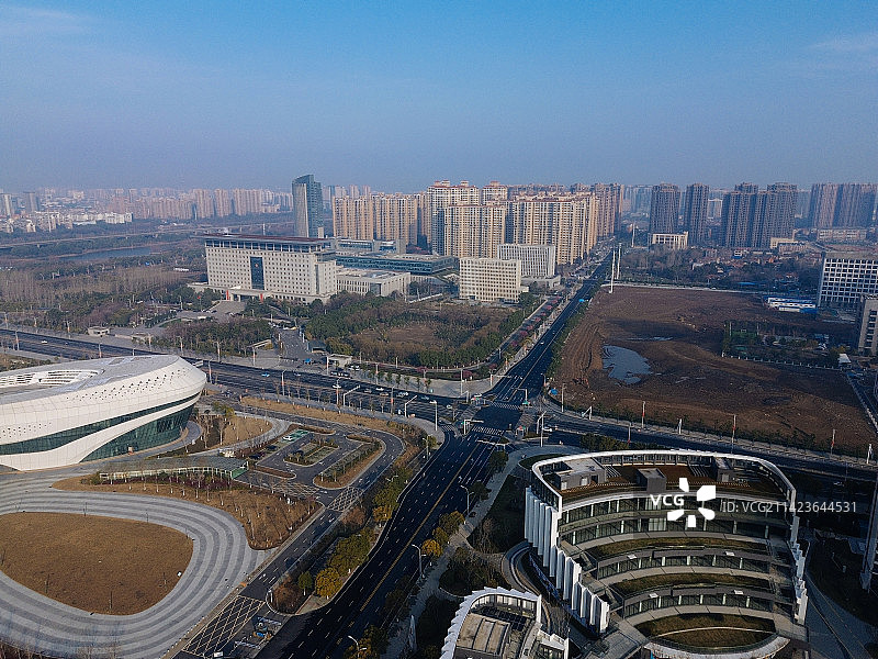 孝感 文化中心 复兴大道 槐荫公园 吾悦广场 乾坤大道 孝南区图片素材