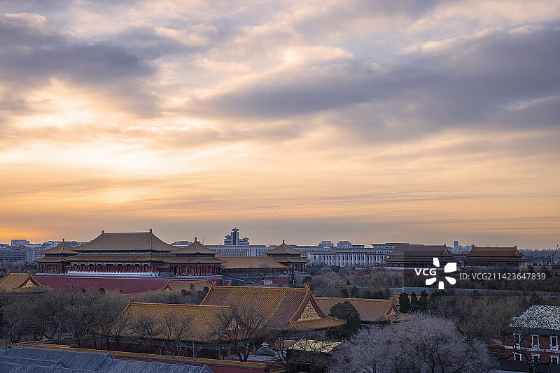 早晨的故宫午门、端门和天安门图片素材