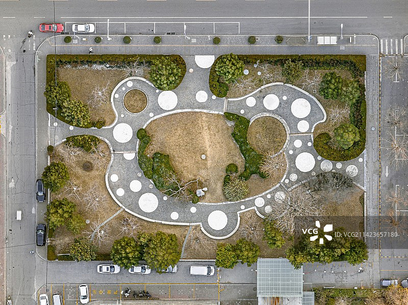 城市长方形公园航拍视角图片素材