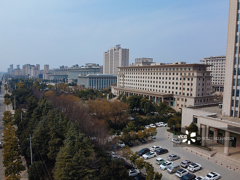 长葛市 葛天源公园 科技广场 葛天大道 魏武中路 航拍图片素材