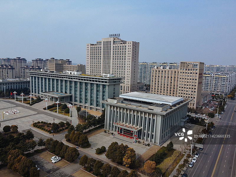 长葛市 葛天源公园 科技广场 葛天大道 魏武中路 航拍图片素材