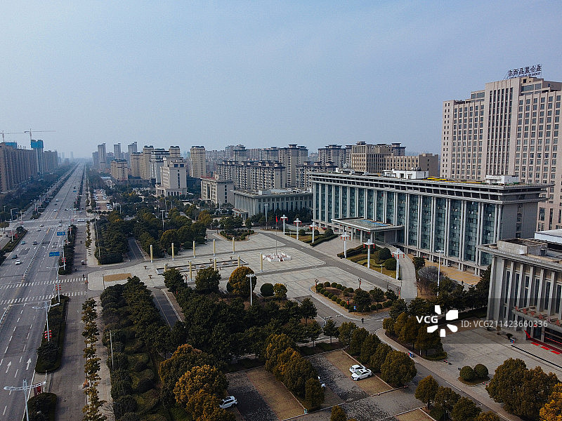 长葛市 葛天源公园 科技广场 葛天大道 魏武中路 航拍图片素材