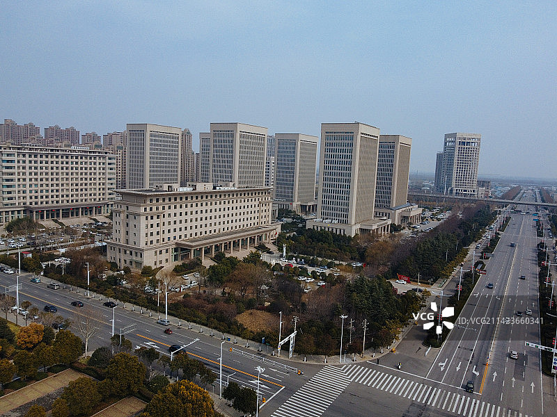 长葛市 葛天源公园 科技广场 葛天大道 魏武中路 航拍图片素材