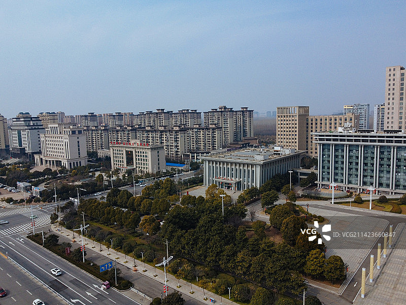 长葛市 葛天源公园 科技广场 葛天大道 魏武中路 航拍图片素材