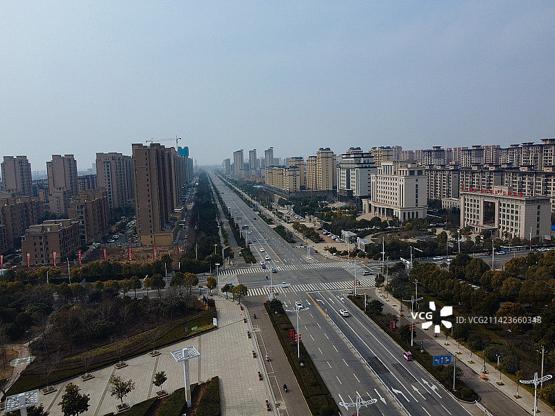 长葛市 葛天源公园 科技广场 葛天大道 魏武中路 航拍图片素材