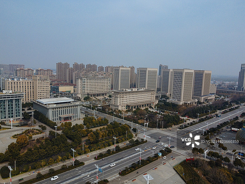 长葛市 葛天源公园 科技广场 葛天大道 魏武中路 航拍图片素材