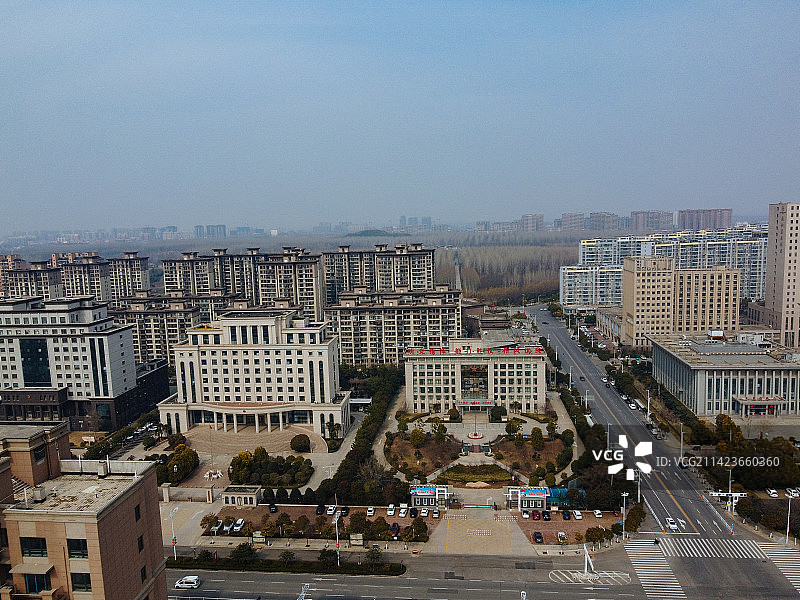 长葛市 葛天源公园 科技广场 葛天大道 魏武中路 航拍图片素材